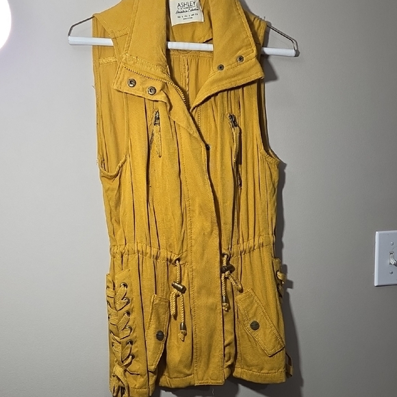 Ashley By 26 International Jackets & Blazers - Ashley By 26 International Mustard Yellow Drawstring Utility Vest
